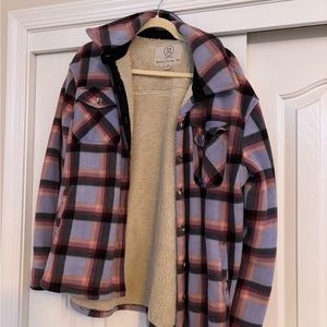 Purple Flannel Heavy Jacket, Teddy Coat NWOT